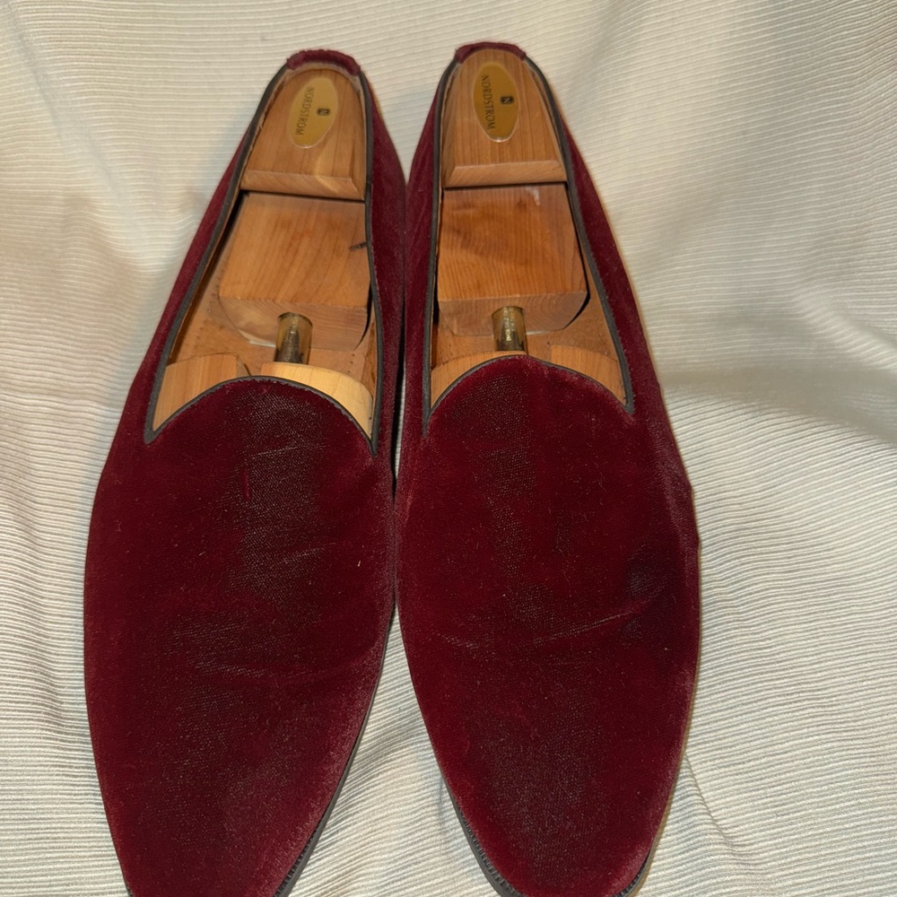 Giorgio Brutini Burgundy Velvet Loafers with Nordstrom shoe trees